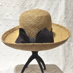 Tina Too 60’s vintage bellman Co. Kettle Brim straw hat brown ribbon bow